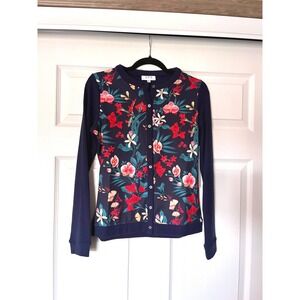 Tail Activewear OTG Floral Cardigan Navy Blue Orchid Key Womens XS